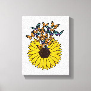 Butterflies with Sunflower Canvas Print