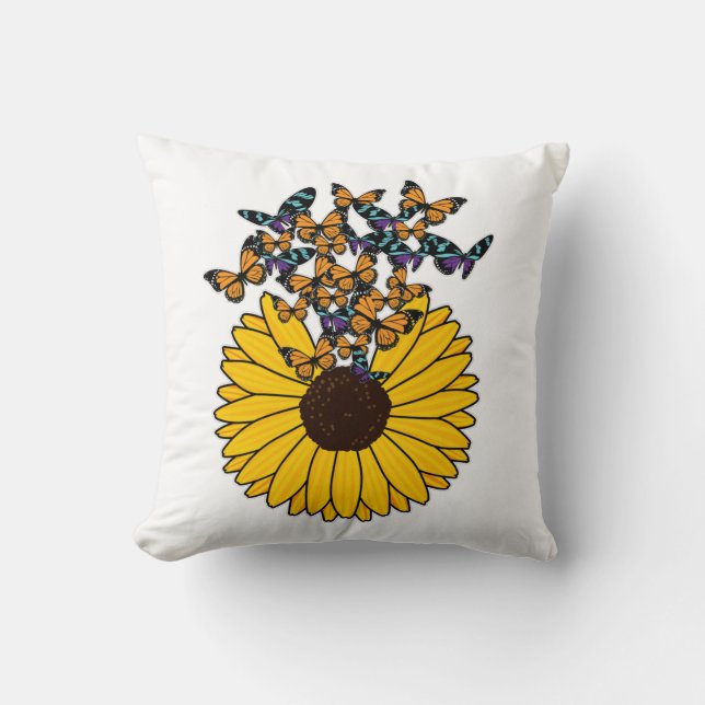 Butterflies with Sunflower Cushion (Front)