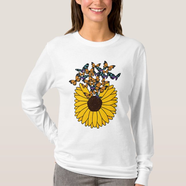 Butterflies with Sunflower T-Shirt (Front)