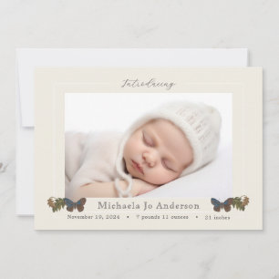 Butterflies Woodland Photo Birth Announcement