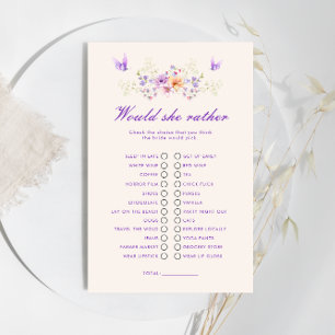 Butterflies Would She Rather Bridal Shower Game