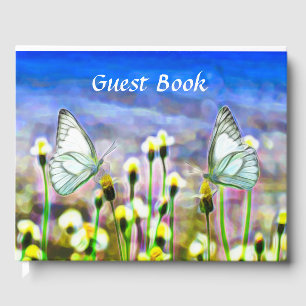 Butterflies Yellow Flowers Blue Sky Guest Book