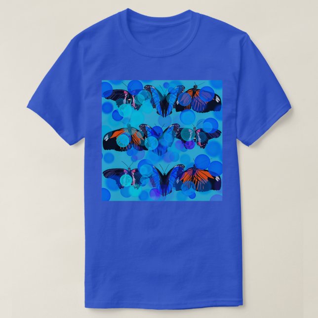 butterfliesrebirth of a butterfly with sequinsblue T-Shirt (Design Front)