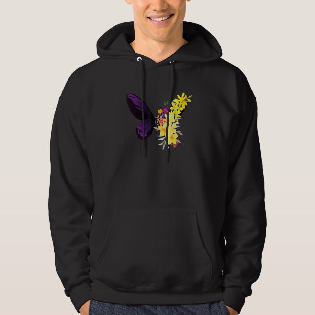 Butterflower chrysanthemums and butterfly hoodie (Front)