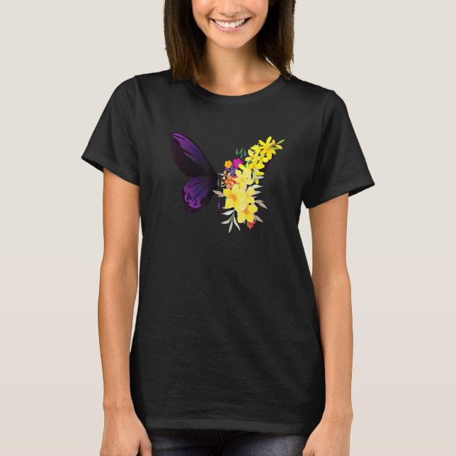 Butterflower chrysanthemums and butterfly T-Shirt (Front)