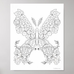 Butterflowers #10 Detailed Colouring Poster