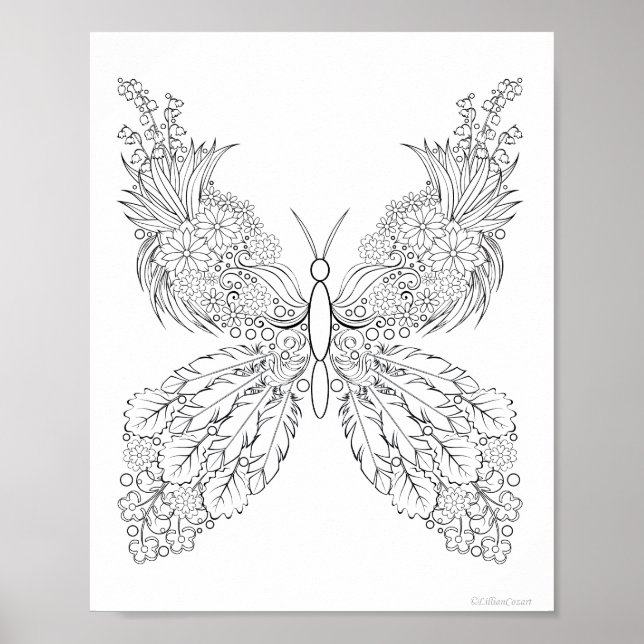 Butterflowers #13 Fantasy Colouring Poster (Front)