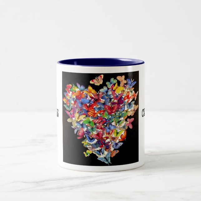 butterfly047, CURE LUPUS, CURE LUPUS Two-Tone Coffee Mug (Center)