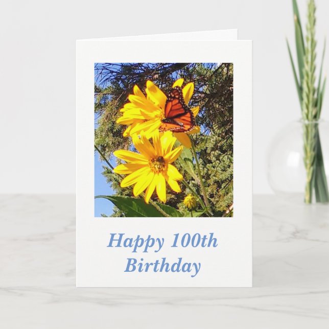 Butterfly 100th Birthday Card (Front)