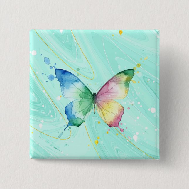 Butterfly 15 Cm Square Badge (Front)