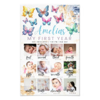 Butterfly 1st Birthday Photo Poster
