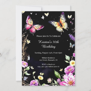 Butterfly 30th Birthday Invitation