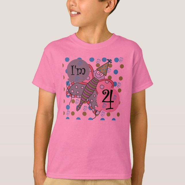 Butterfly 4th Birthday T-Shirt (Front)