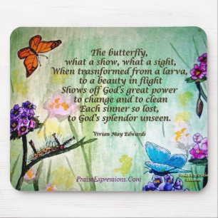 Butterfly- 5x7 w poem, PraiseExpressions.Com Mouse Mat