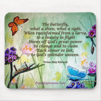 Butterfly- 5x7 w poem, PraiseExpressions.Com Mouse Mat