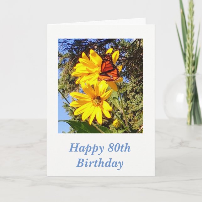 Butterfly 80th Birthday Card (Front)