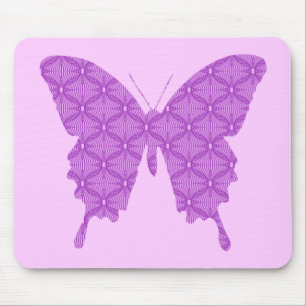 Butterfly, abstract pattern, lavender and purple mouse mat