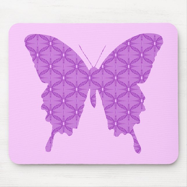 Butterfly, abstract pattern, lavender and purple mouse mat (Front)