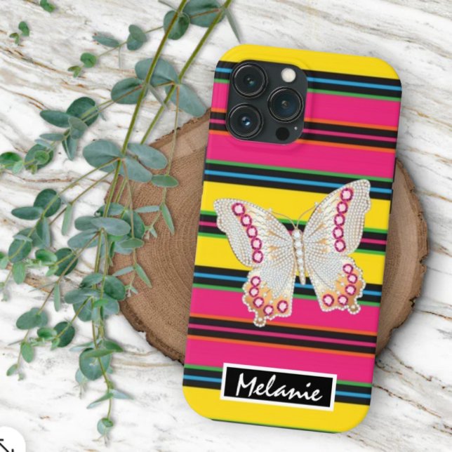  Butterfly abstract retro stripes hipster minimal Case-Mate iPhone Case (Creator Uploaded)