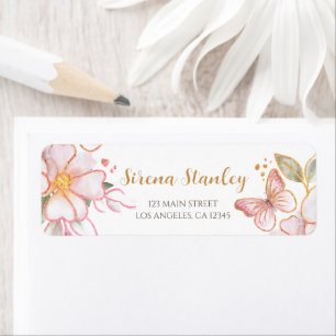 Butterfly Address Labels   Girl Gold Baby Shower