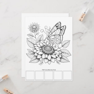 Butterfly Adult Colouring Card Art Therapy