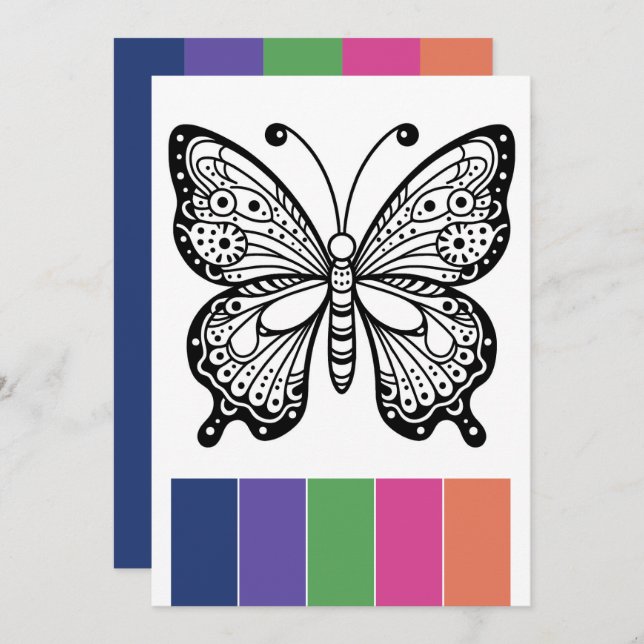 Butterfly Adult Colouring Cards and Colour Palette (Front/Back)