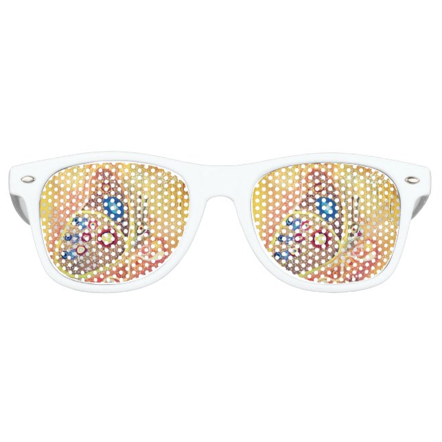 Butterfly Adult Retro Party Shades, White Retro Sunglasses (Front)