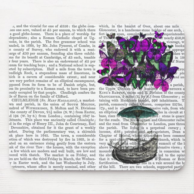 Butterfly Airship 2 Purple and Green Mouse Mat (Front)