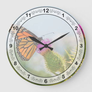 Butterfly - All hail the monarch Large Clock