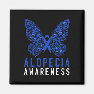 Butterfly Alopecia Awareness Blue AA Ribbon Suppor Magnet