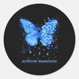 Butterfly Alopecia Awareness Ribbon Classic Round Sticker