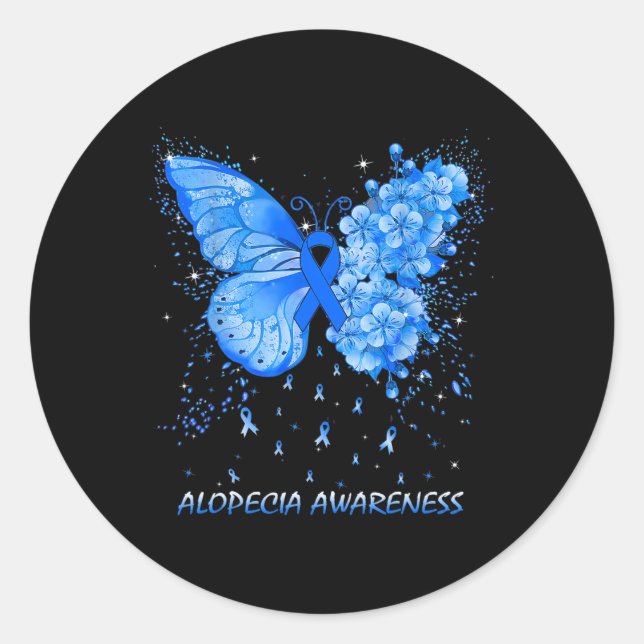 Butterfly Alopecia Awareness Ribbon  Classic Round Sticker (Front)