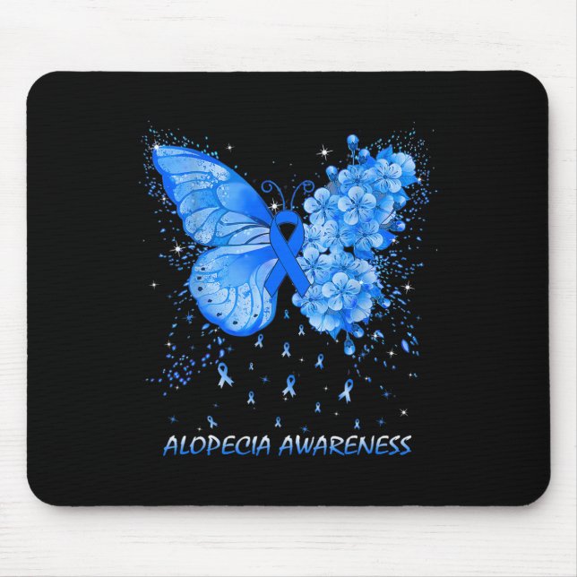 Butterfly Alopecia Awareness Ribbon  Mouse Mat (Front)