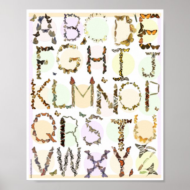 Butterfly Alphabet Poster - Kids ABC (Front)