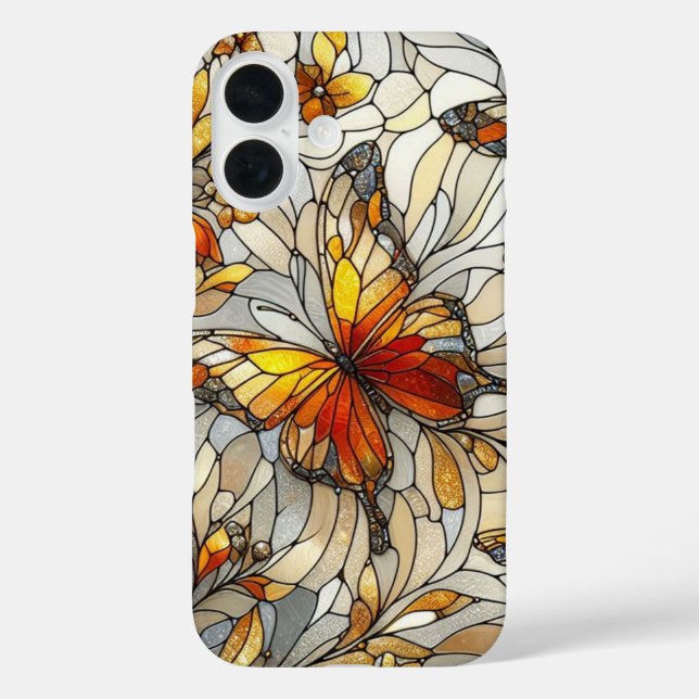 Butterfly Amber Stain Glass Pattern  Case-Mate iPhone Case (Back)