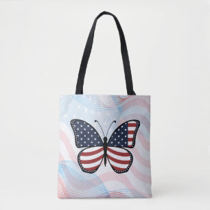 Butterfly American Flag Design-62616 Tote Bag