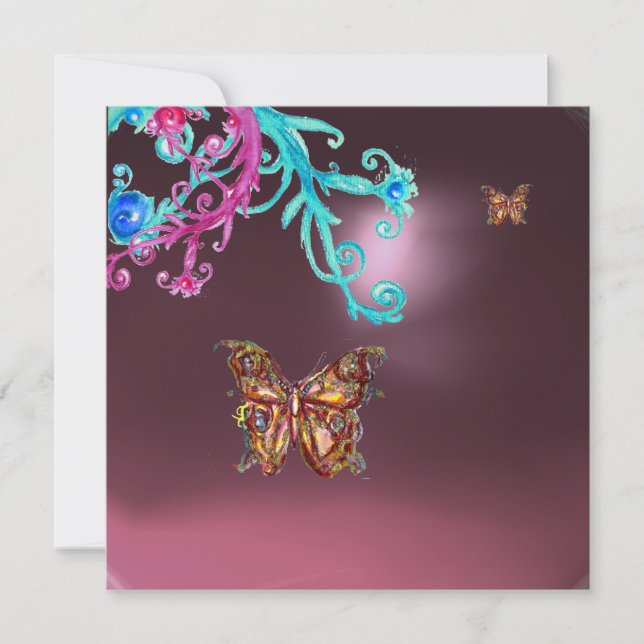 BUTTERFLY  AMETHYST , purple blue bright pink red Invitation (Front)