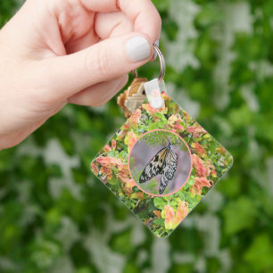 Butterfly Among Flowers Key Ring