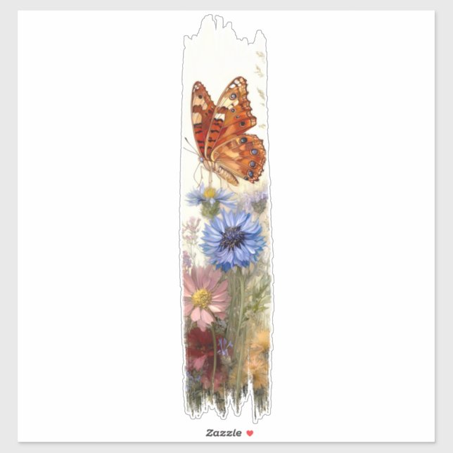 Butterfly Among Wildflowers Brushstroke Paint (Sheet)