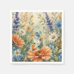 Butterfly Among Wildflowers Napkin
