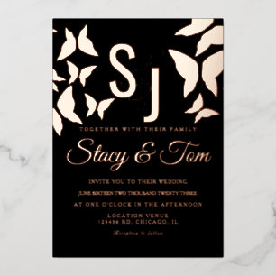 Butterfly Ampersand Pressed  Black Foil Invitation