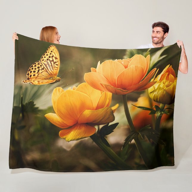 BUTTERFLY and a FLOWER Fleece Blanket (In Situ)