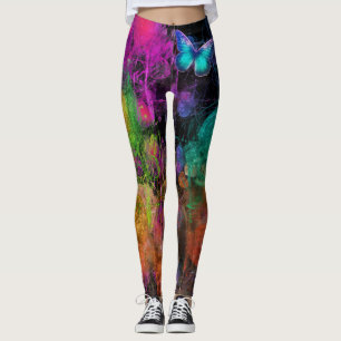 Butterfly and a Paint Design on Cute Tight Fitting Leggings