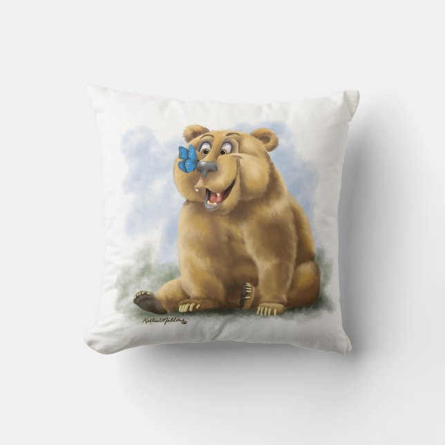 Butterfly and Bear Cartoon Cushion (Front)