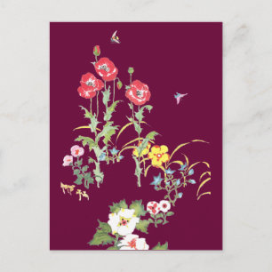 Butterfly and Bee in the Poppy Garden Postcard