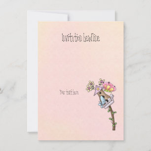 Butterfly and bird meeting at the birdhouse invitation