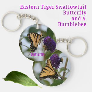 Butterfly and Bumblebee Photographic Floral Key Ring