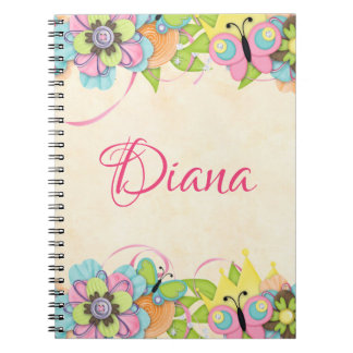 Butterfly and Button Floral Personalised Notebook