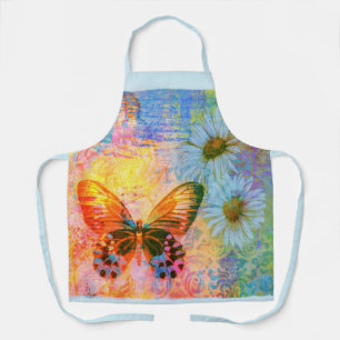 butterfly and daisies apron