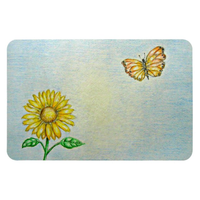 butterfly and daisy magnet (Horizontal)